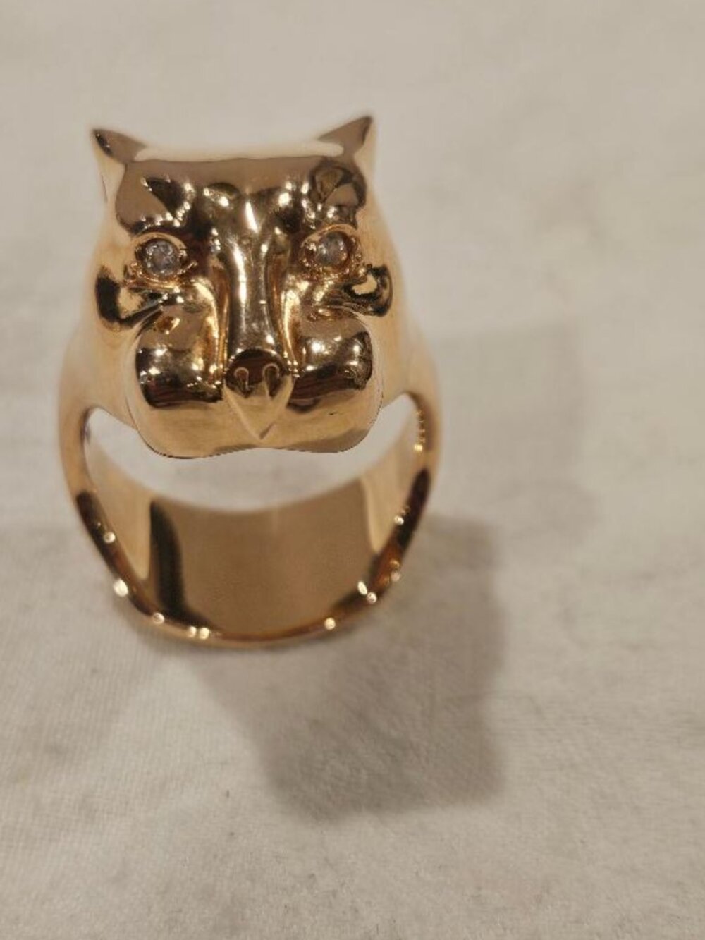 Milor Italy Bronze Rose Gold Plated Sculptural Panther Ring Size 10.5